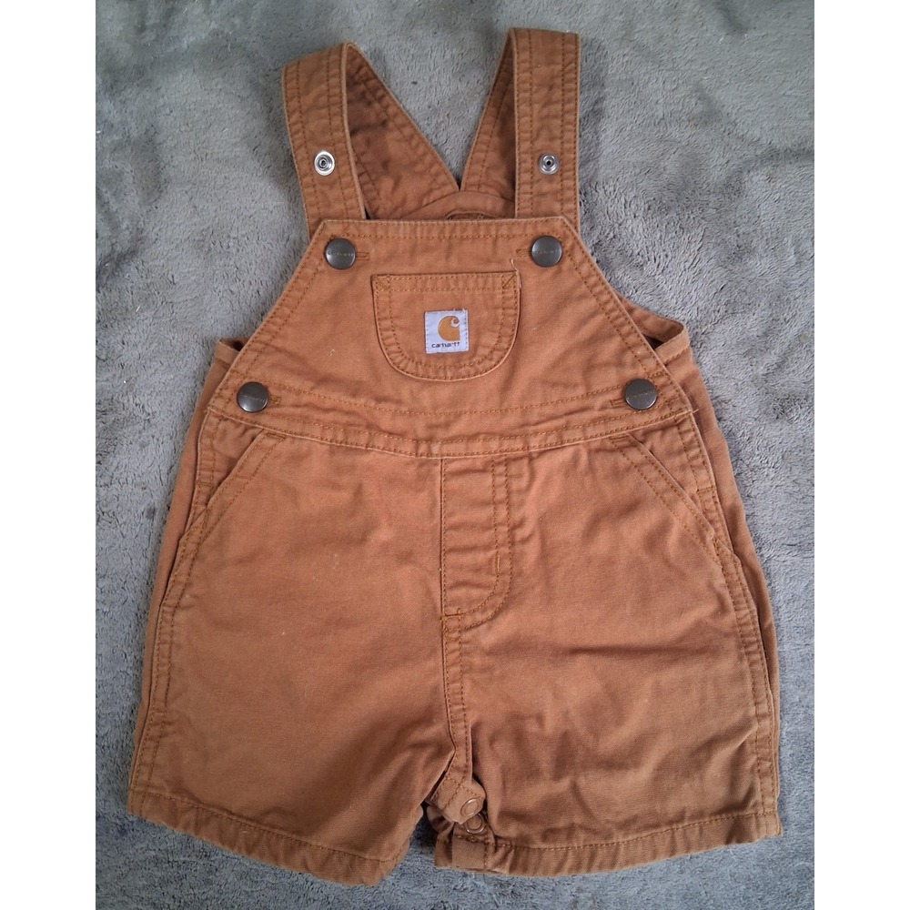Carhartt Baby 9M Brown Canvas Duck Bib Overalls Shortalls CG8623-214